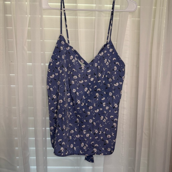 Blue Floral Cami fairy/flowy Top sz Large Coquette Balletcore Back Bow Detail - Picture 11 of 11